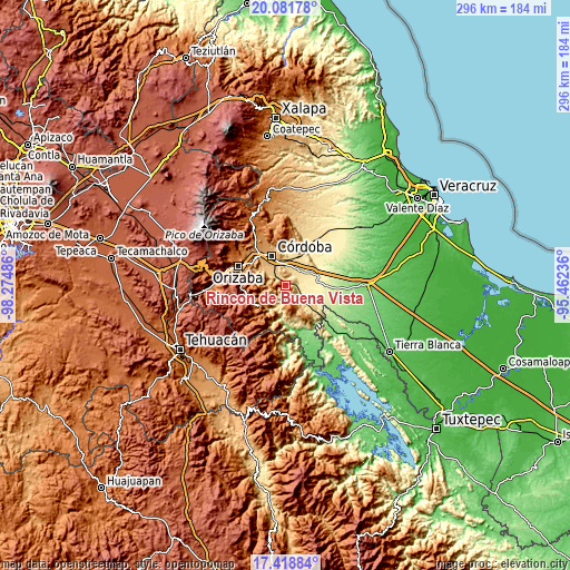 Topographic map of Rincón de Buena Vista