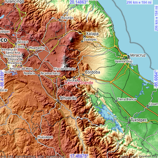 Topographic map of Campo Grande