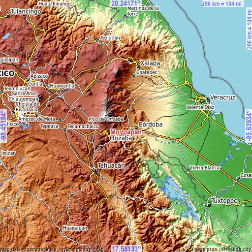 Topographic map of Moyoapan
