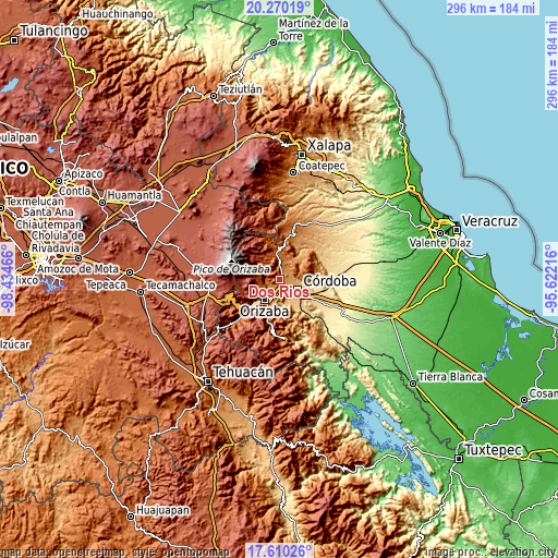 Topographic map of Dos Ríos