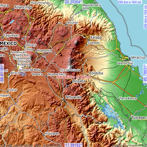 Topographic map of San Isidro el Berro