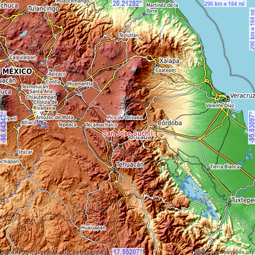 Topographic map of San José Súchil