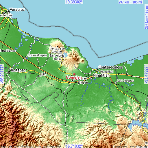 Topographic map of Comején