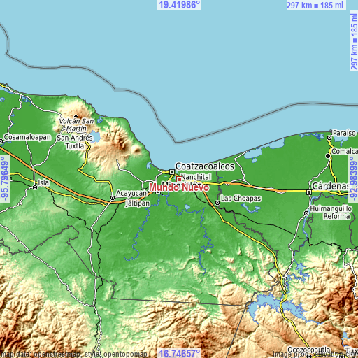 Topographic map of Mundo Nuevo