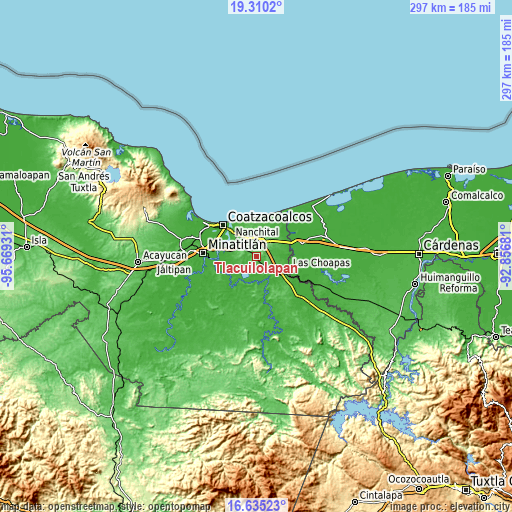 Topographic map of Tlacuilolapan