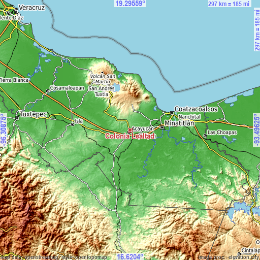 Topographic map of Colonia Lealtad