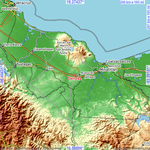 Topographic map of Dehesa