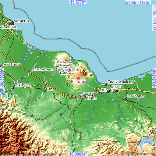 Topographic map of El Tulín