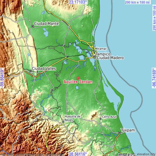 Topographic map of Aquiles Serdán