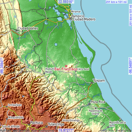 Topographic map of San Francisco