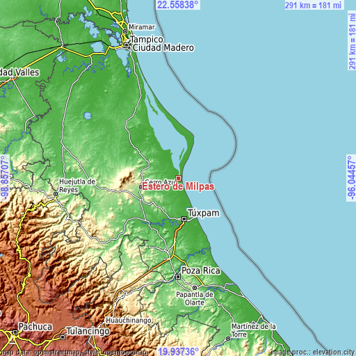 Topographic map of Estero de Milpas