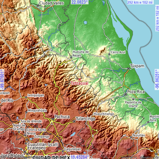 Topographic map of Tetzacual