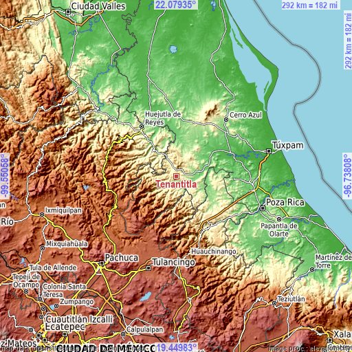 Topographic map of Tenantitla