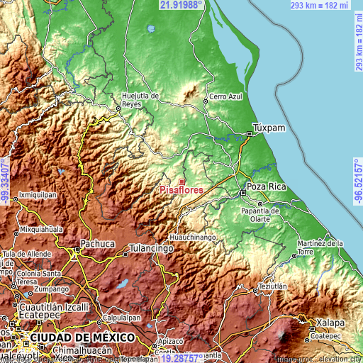 Topographic map of Pisaflores