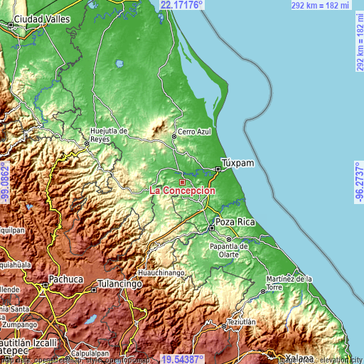 Topographic map of La Concepción