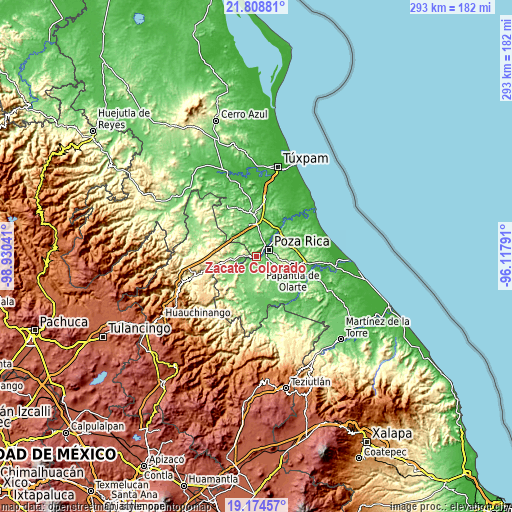 Topographic map of Zacate Colorado