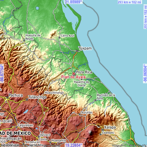Topographic map of Plan de Ayala