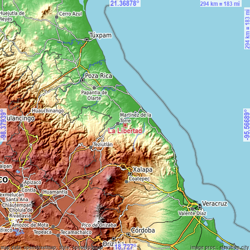 Topographic map of La Libertad