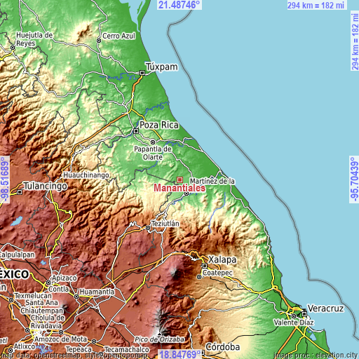 Topographic map of Manantiales