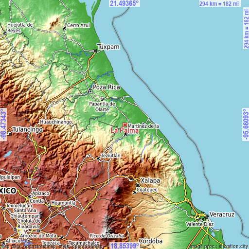 Topographic map of La Palma