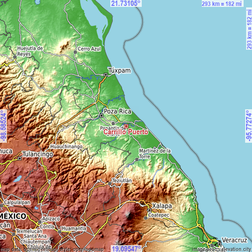 Topographic map of Carrillo Puerto