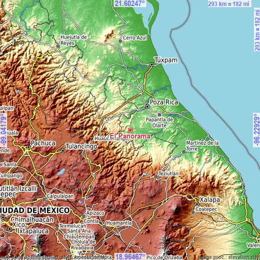 Topographic map of El Panorama