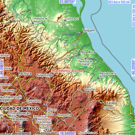 Topographic map of Macedonio Alonso