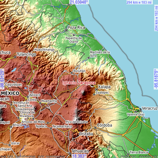 Topographic map of Ignacio Zaragoza