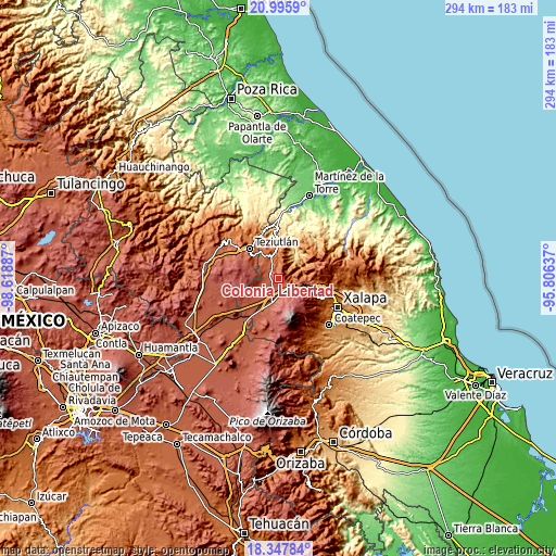 Topographic map of Colonia Libertad