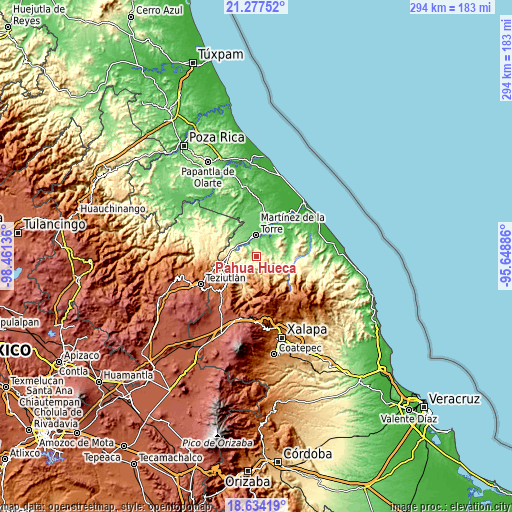 Topographic map of Pahua Hueca