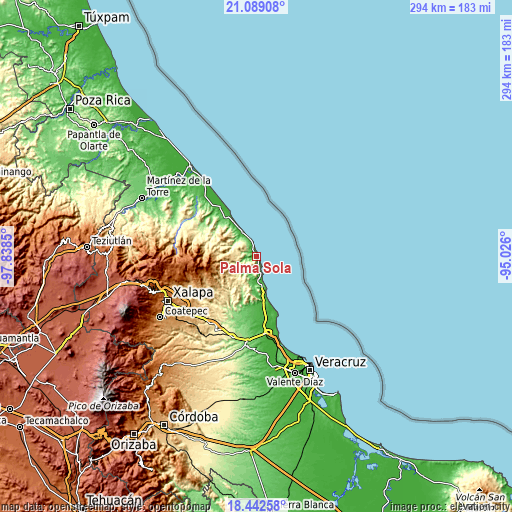 Topographic map of Palma Sola