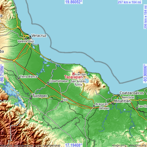 Topographic map of Tapalapan