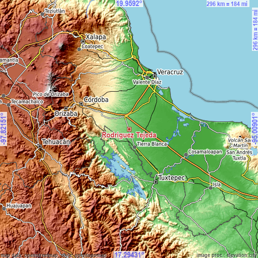 Topographic map of Rodríguez Tejeda