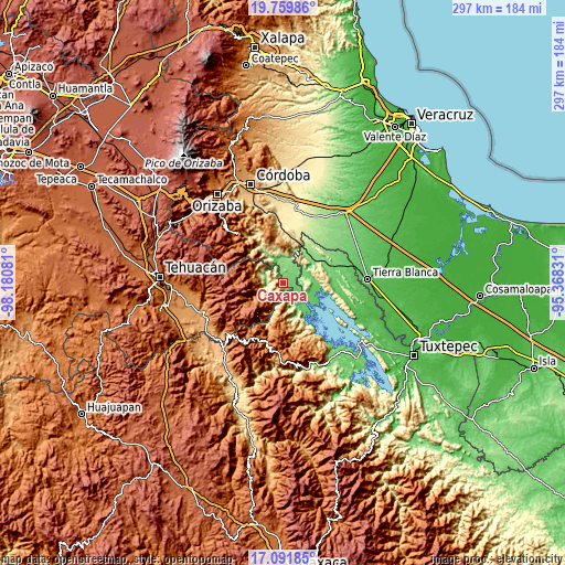 Topographic map of Caxapa