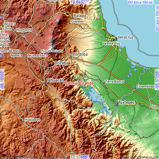 Topographic map of Palmar Grande