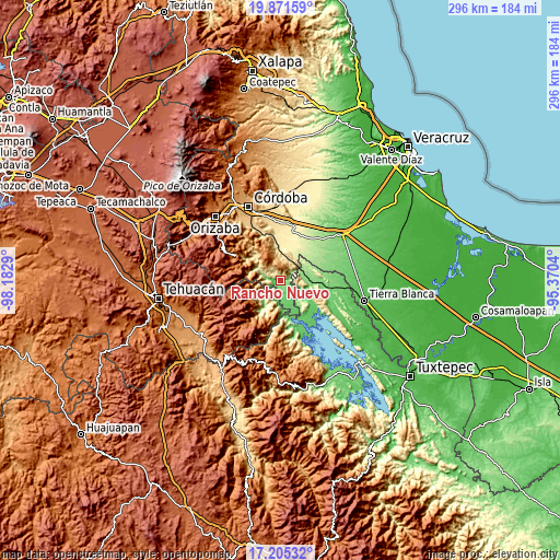 Topographic map of Rancho Nuevo