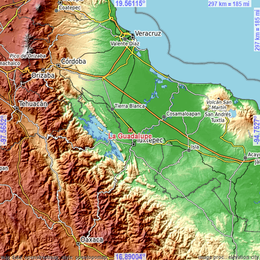 Topographic map of La Guadalupe