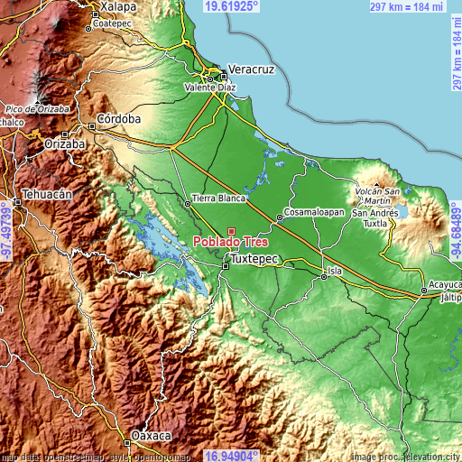 Topographic map of Poblado Tres