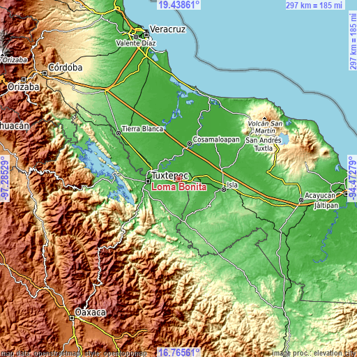 Topographic map of Loma Bonita