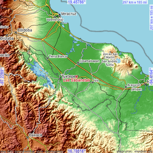 Topographic map of Las Sabanetas