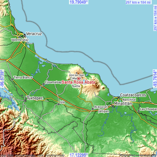 Topographic map of Santa Rosa Abata