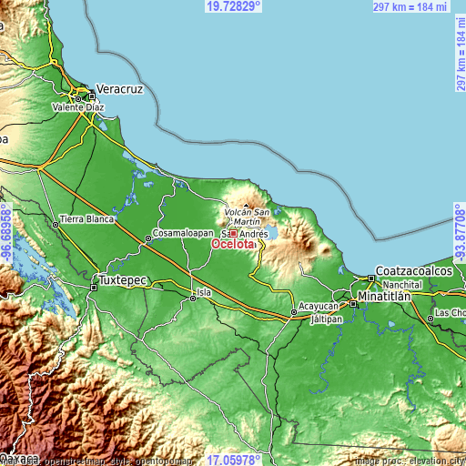 Topographic map of Ocelota