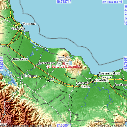 Topographic map of El Salto de Eyipantla