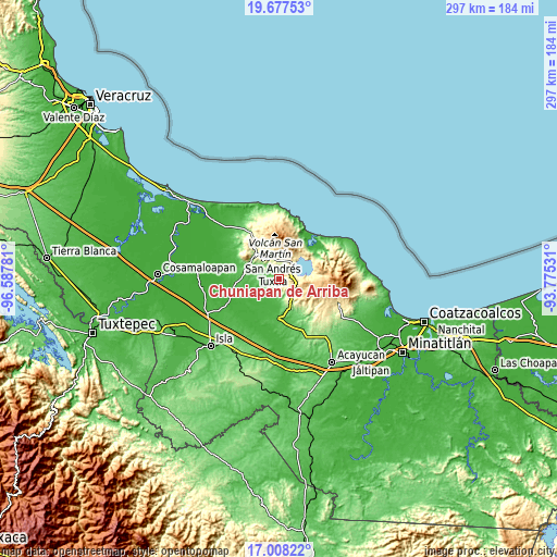 Topographic map of Chuniapan de Arriba