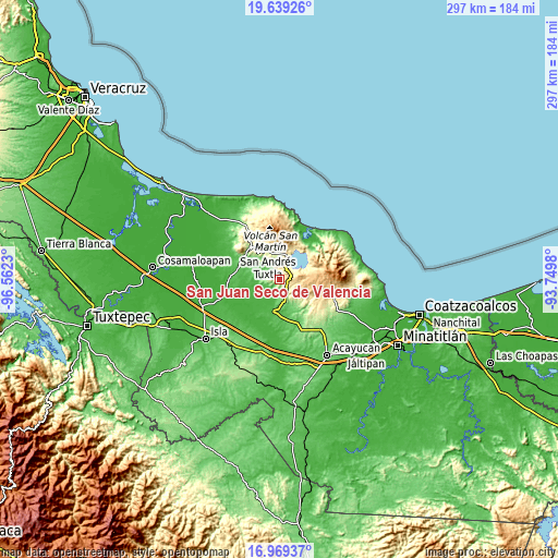 Topographic map of San Juan Seco de Valencia