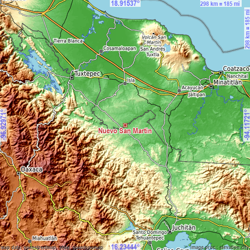 Topographic map of Nuevo San Martín