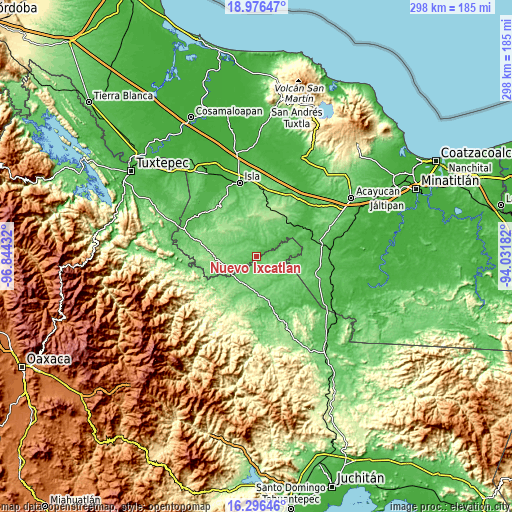 Topographic map of Nuevo Ixcatlán