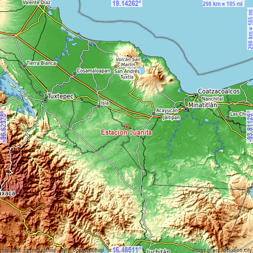 Topographic map of Estación Juanita