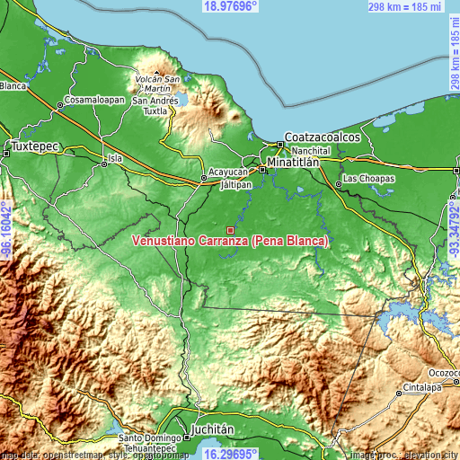 Topographic map of Venustiano Carranza (Peña Blanca)