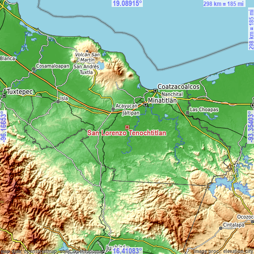 Topographic map of San Lorenzo Tenochtitlán